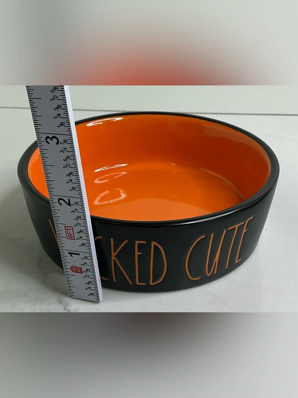 2 Rae Dunn Food Water Bowl Wicked Cute Dog Cat Small Ceramic Halloween Orange